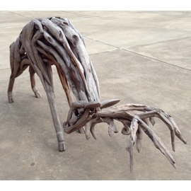 柚木造型鹿擺飾-y15595木.竹.根雕